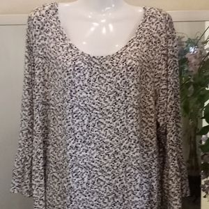 Croft & Barrow Confetti Print Flounce Sleeve Top